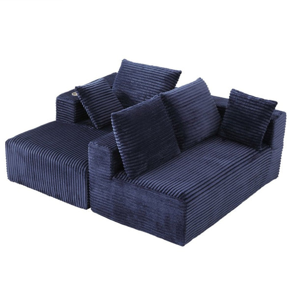 English Elm 95''Modular Corduroy L-Shaped Sectional Sofa Frameless Four Seat Lounge for Living Room W5385P541220