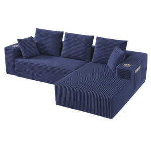 English Elm 95''Modular Corduroy L-Shaped Sectional Sofa Frameless Four Seat Lounge for Living Room W5385P541220
