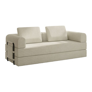 English Elm 78 Inch Corduroy Futon Sleeper Sofa Foldable Lounge Bed for Studio or Guest Room Beige W5385P596679