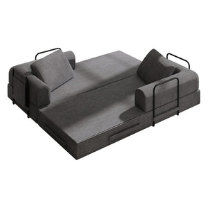 English Elm 78 Inch Corduroy Futon Sleeper Sofa Foldable Lounge Bed for Studio or Guest Room Dark Gray W5385P596681