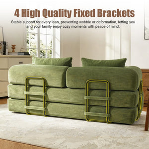 English Elm 78 Inch Corduroy Futon Sleeper Sofa Foldable Lounge Bed for Studio or Guest Room Green W5385P596687