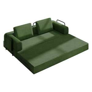 English Elm 78 Inch Corduroy Futon Sleeper Sofa Foldable Lounge Bed for Studio or Guest Room Green W5385P596687