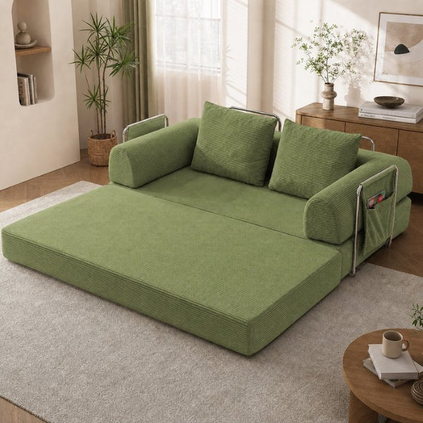 English Elm 78 Inch Corduroy Futon Sleeper Sofa Ships Assembled for Apartments and Dorm Rooms W5385P603536