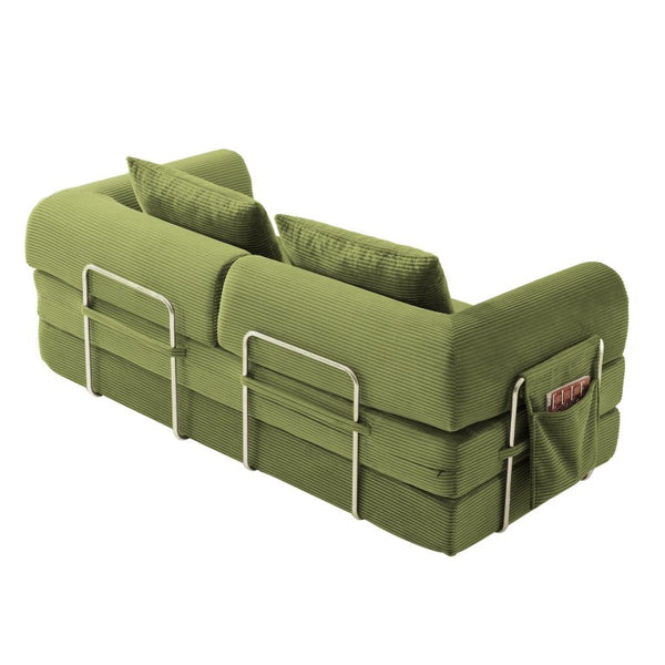English Elm 78 Inch Corduroy Futon Sleeper Sofa Ships Assembled for Apartments and Dorm Rooms W5385P603536