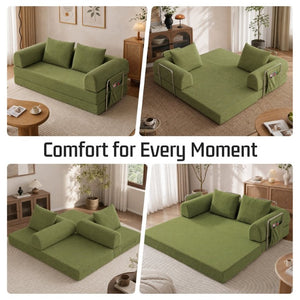 English Elm 78 Inch Corduroy Futon Sleeper Sofa Ships Assembled for Apartments and Dorm Rooms W5385P603536