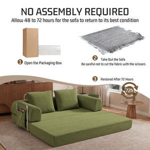 English Elm 78 Inch Corduroy Futon Sleeper Sofa Ships Assembled for Apartments and Dorm Rooms W5385P603536