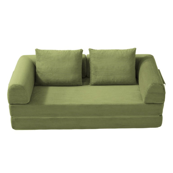 English Elm 78 Inch Corduroy Futon Sleeper Sofa Ships Assembled for Apartments and Dorm Rooms W5385P603536