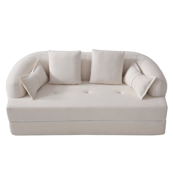 English Elm 2-In-1 Foldable Chenille Sofa Bed with High Density Foam for Modern Living Rooms White W5385P607781