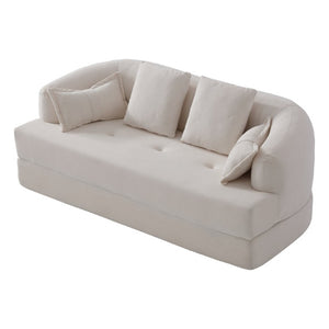 English Elm 2-In-1 Foldable Chenille Sofa Bed with High Density Foam for Modern Living Rooms White W5385P607781