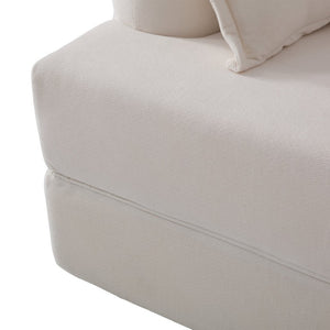 English Elm 2-In-1 Foldable Chenille Sofa Bed with High Density Foam for Modern Living Rooms White W5385P607781