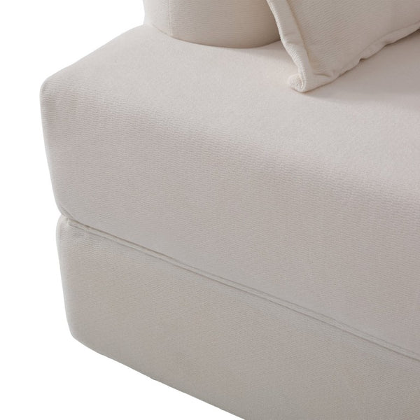 English Elm 2-In-1 Foldable Chenille Sofa Bed with High Density Foam for Modern Living Rooms White W5385P607781