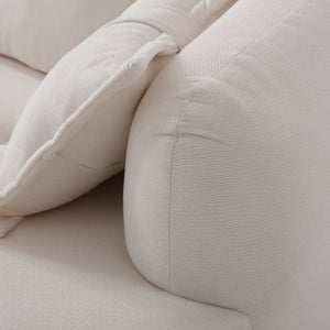 English Elm 2-In-1 Foldable Chenille Sofa Bed with High Density Foam for Modern Living Rooms White W5385P607781