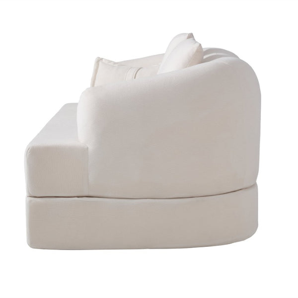 English Elm 2-In-1 Foldable Chenille Sofa Bed with High Density Foam for Modern Living Rooms White W5385P607781