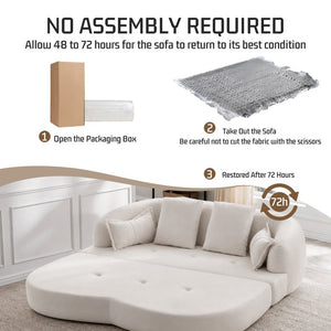 English Elm 2-In-1 Foldable Chenille Sofa Bed with High Density Foam for Modern Living Rooms White W5385P607781