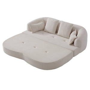 English Elm 2-In-1 Foldable Chenille Sofa Bed with High Density Foam for Modern Living Rooms White W5385P607781