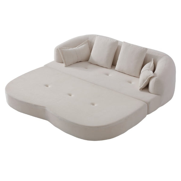 English Elm 2-In-1 Foldable Chenille Sofa Bed with High Density Foam for Modern Living Rooms White W5385P607781