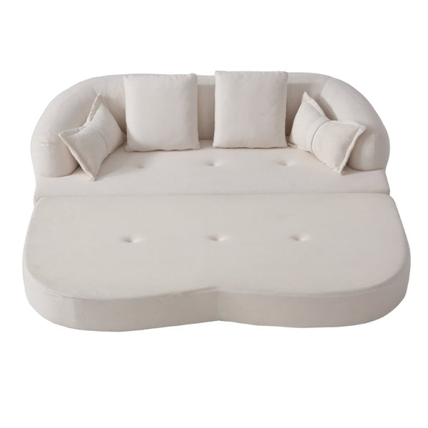 English Elm 2-In-1 Foldable Chenille Sofa Bed with High Density Foam for Modern Living Rooms White W5385P607781