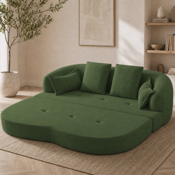 English Elm 2-In-1 Foldable Chenille Sofa Bed with High Density Foam for Modern Living Rooms Green W5385P607782