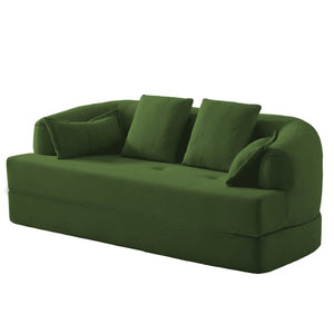 English Elm 2-In-1 Foldable Chenille Sofa Bed with High Density Foam for Modern Living Rooms Green W5385P607782