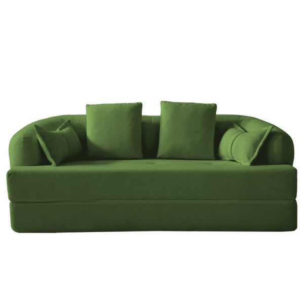 English Elm 2-In-1 Foldable Chenille Sofa Bed with High Density Foam for Modern Living Rooms Green W5385P607782