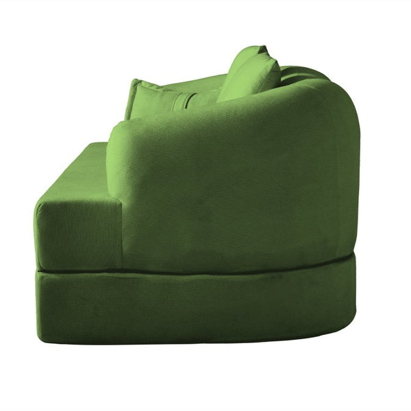 English Elm 2-In-1 Foldable Chenille Sofa Bed with High Density Foam for Modern Living Rooms Green W5385P607782