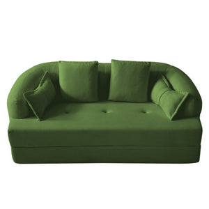 English Elm 2-In-1 Foldable Chenille Sofa Bed with High Density Foam for Modern Living Rooms Green W5385P607782
