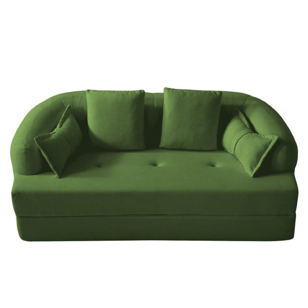 English Elm 2-In-1 Foldable Chenille Sofa Bed with High Density Foam for Modern Living Rooms Green W5385P607782