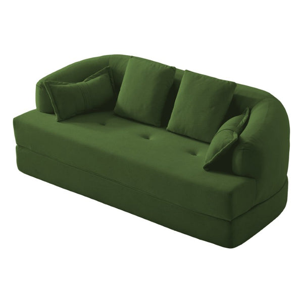 English Elm 2-In-1 Foldable Chenille Sofa Bed with High Density Foam for Modern Living Rooms Green W5385P607782