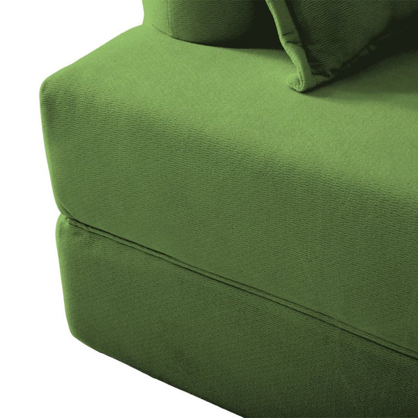 English Elm 2-In-1 Foldable Chenille Sofa Bed with High Density Foam for Modern Living Rooms Green W5385P607782