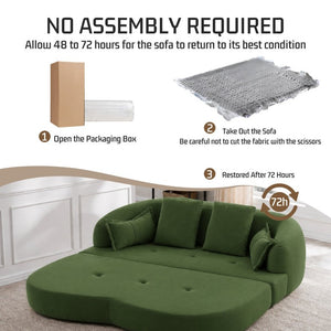 English Elm 2-In-1 Foldable Chenille Sofa Bed with High Density Foam for Modern Living Rooms Green W5385P607782