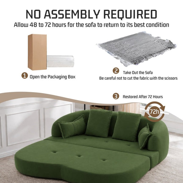 English Elm 2-In-1 Foldable Chenille Sofa Bed with High Density Foam for Modern Living Rooms Green W5385P607782