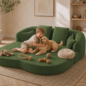 English Elm 2-In-1 Foldable Chenille Sofa Bed with High Density Foam for Modern Living Rooms Green W5385P607782