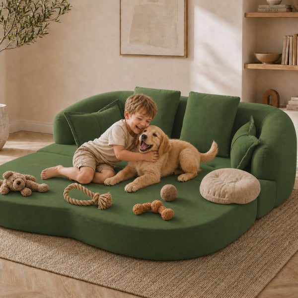 English Elm 2-In-1 Foldable Chenille Sofa Bed with High Density Foam for Modern Living Rooms Green W5385P607782