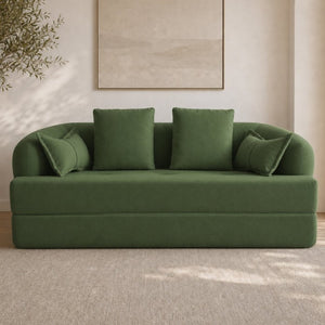 English Elm 2-In-1 Foldable Chenille Sofa Bed with High Density Foam for Modern Living Rooms Green W5385P607782