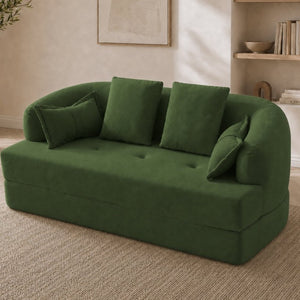 English Elm 2-In-1 Foldable Chenille Sofa Bed with High Density Foam for Modern Living Rooms Green W5385P607782