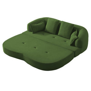 English Elm 2-In-1 Foldable Chenille Sofa Bed with High Density Foam for Modern Living Rooms Green W5385P607782