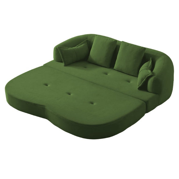 English Elm 2-In-1 Foldable Chenille Sofa Bed with High Density Foam for Modern Living Rooms Green W5385P607782