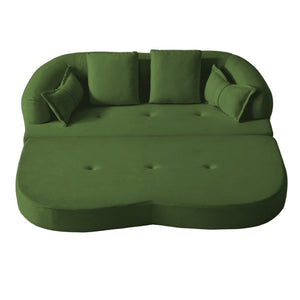 English Elm 2-In-1 Foldable Chenille Sofa Bed with High Density Foam for Modern Living Rooms Green W5385P607782