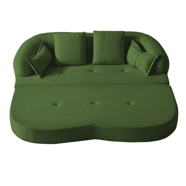 English Elm 2-In-1 Foldable Chenille Sofa Bed with High Density Foam for Modern Living Rooms Green W5385P607782