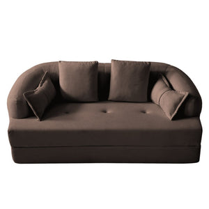 English Elm 2-In-1 Foldable Chenille Sofa Bed with High Density Foam for Modern Living Rooms Brown W5385P607783
