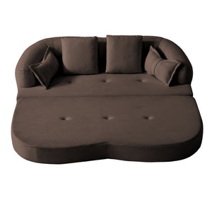English Elm 2-In-1 Foldable Chenille Sofa Bed with High Density Foam for Modern Living Rooms Brown W5385P607783