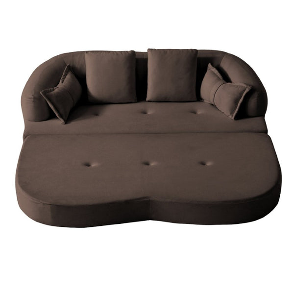 English Elm 2-In-1 Foldable Chenille Sofa Bed with High Density Foam for Modern Living Rooms Brown W5385P607783