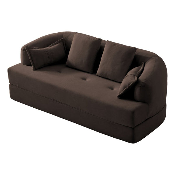 English Elm 2-In-1 Foldable Chenille Sofa Bed with High Density Foam for Modern Living Rooms Brown W5385P607783