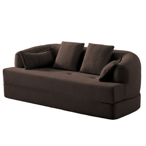 English Elm 2-In-1 Foldable Chenille Sofa Bed with High Density Foam for Modern Living Rooms Brown W5385P607783