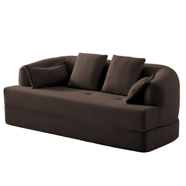 English Elm 2-In-1 Foldable Chenille Sofa Bed with High Density Foam for Modern Living Rooms Brown W5385P607783