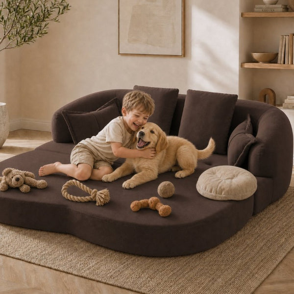 English Elm 2-In-1 Foldable Chenille Sofa Bed with High Density Foam for Modern Living Rooms Brown W5385P607783