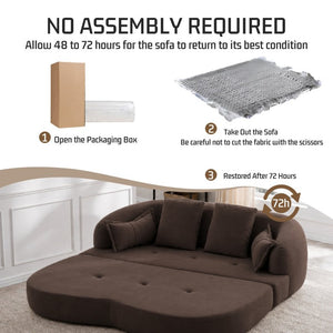 English Elm 2-In-1 Foldable Chenille Sofa Bed with High Density Foam for Modern Living Rooms Brown W5385P607783