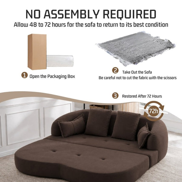 English Elm 2-In-1 Foldable Chenille Sofa Bed with High Density Foam for Modern Living Rooms Brown W5385P607783