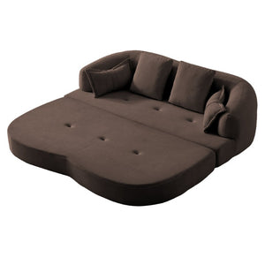 English Elm 2-In-1 Foldable Chenille Sofa Bed with High Density Foam for Modern Living Rooms Brown W5385P607783