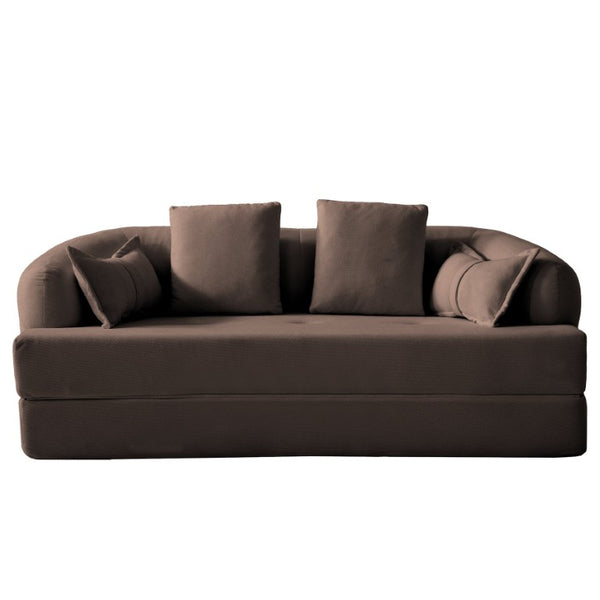 English Elm 2-In-1 Foldable Chenille Sofa Bed with High Density Foam for Modern Living Rooms Brown W5385P607783